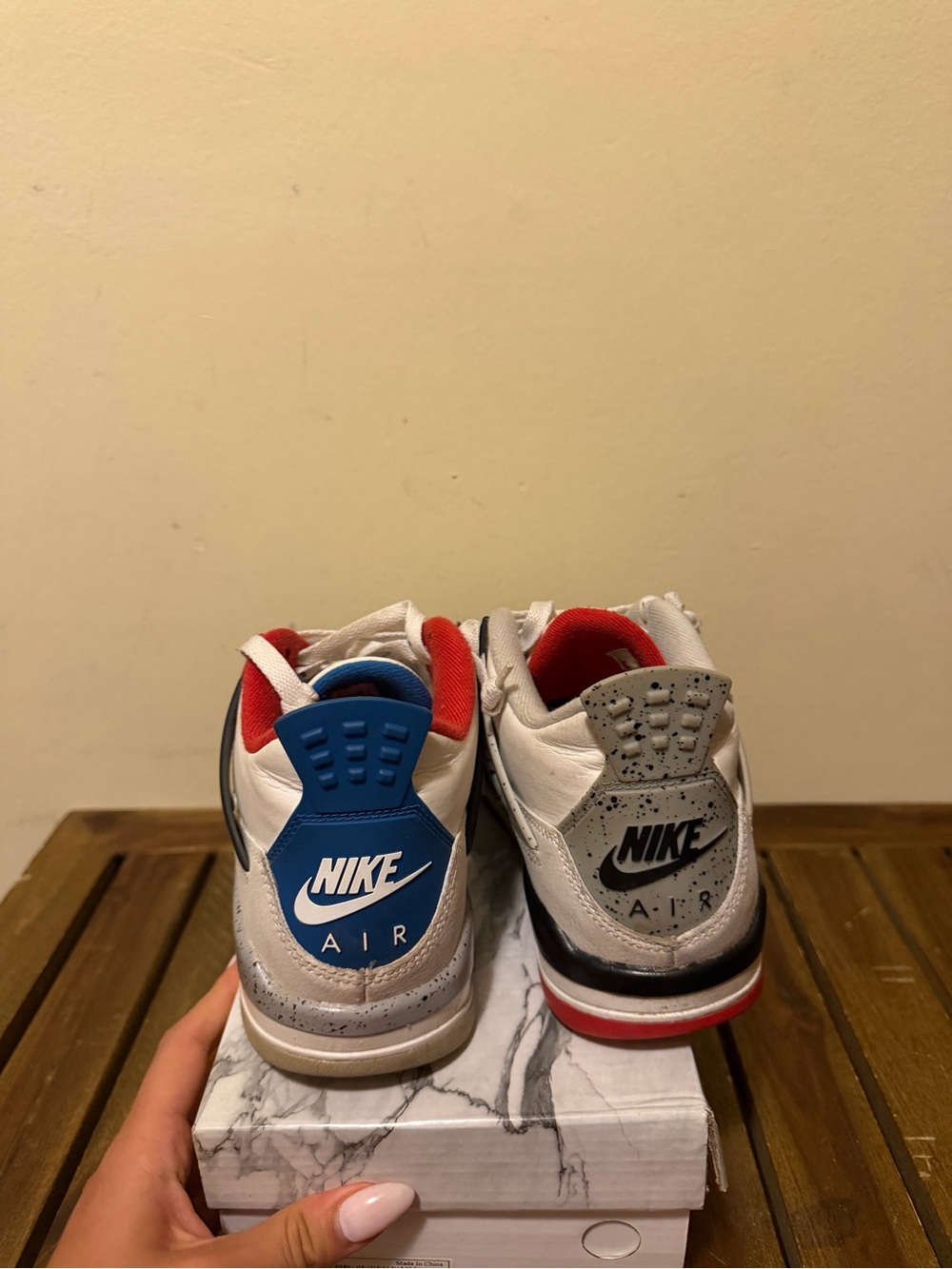 Jordan Kids White Sneakers with Red & Blue Accents - Picture 4 of 5